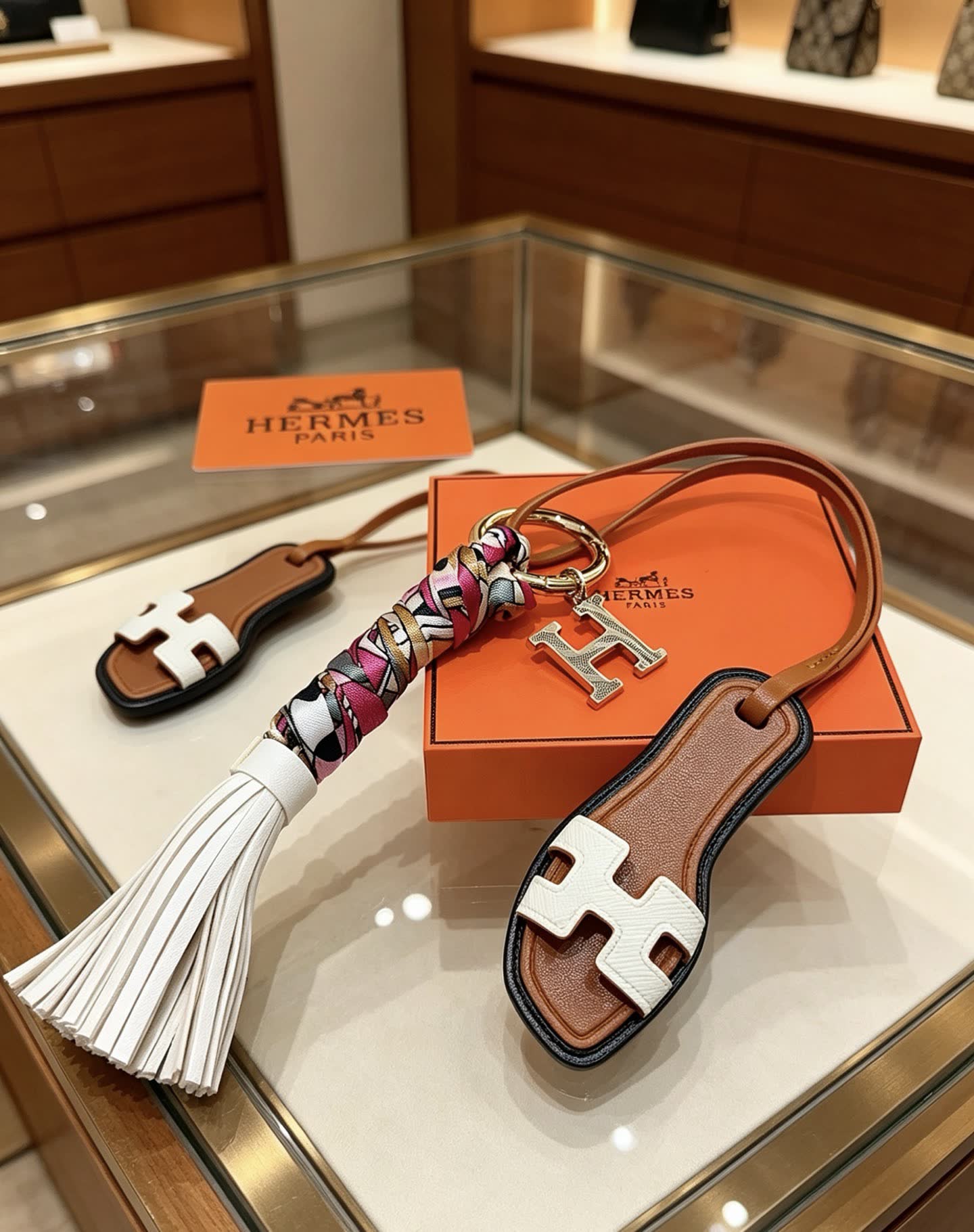 Hermes Hermès Keychain with Tassel and Metal Charms