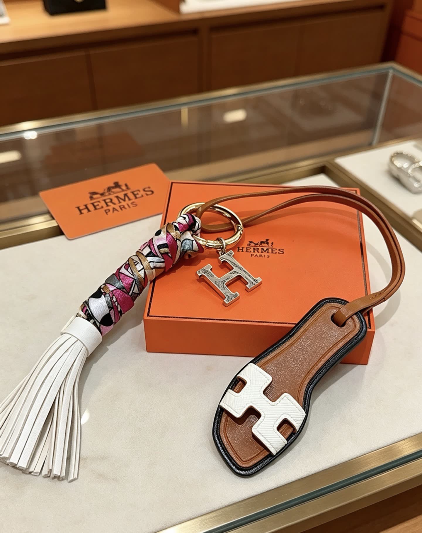 Hermes Hermès Keychain with Tassel and Metal Charms