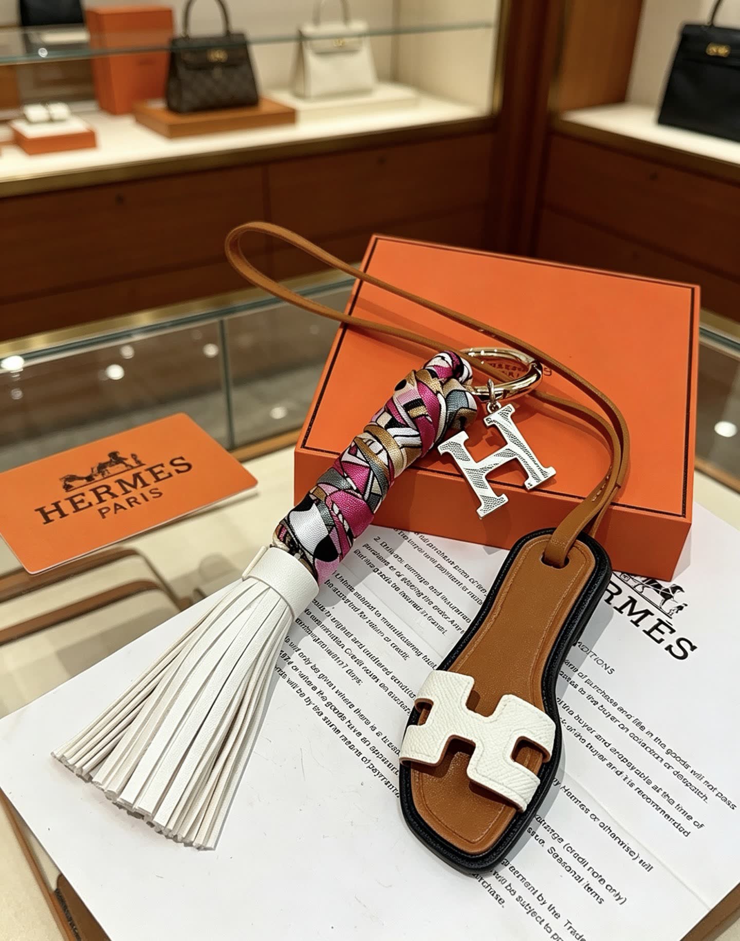 Hermes Hermès Keychain with Tassel and Metal Charms