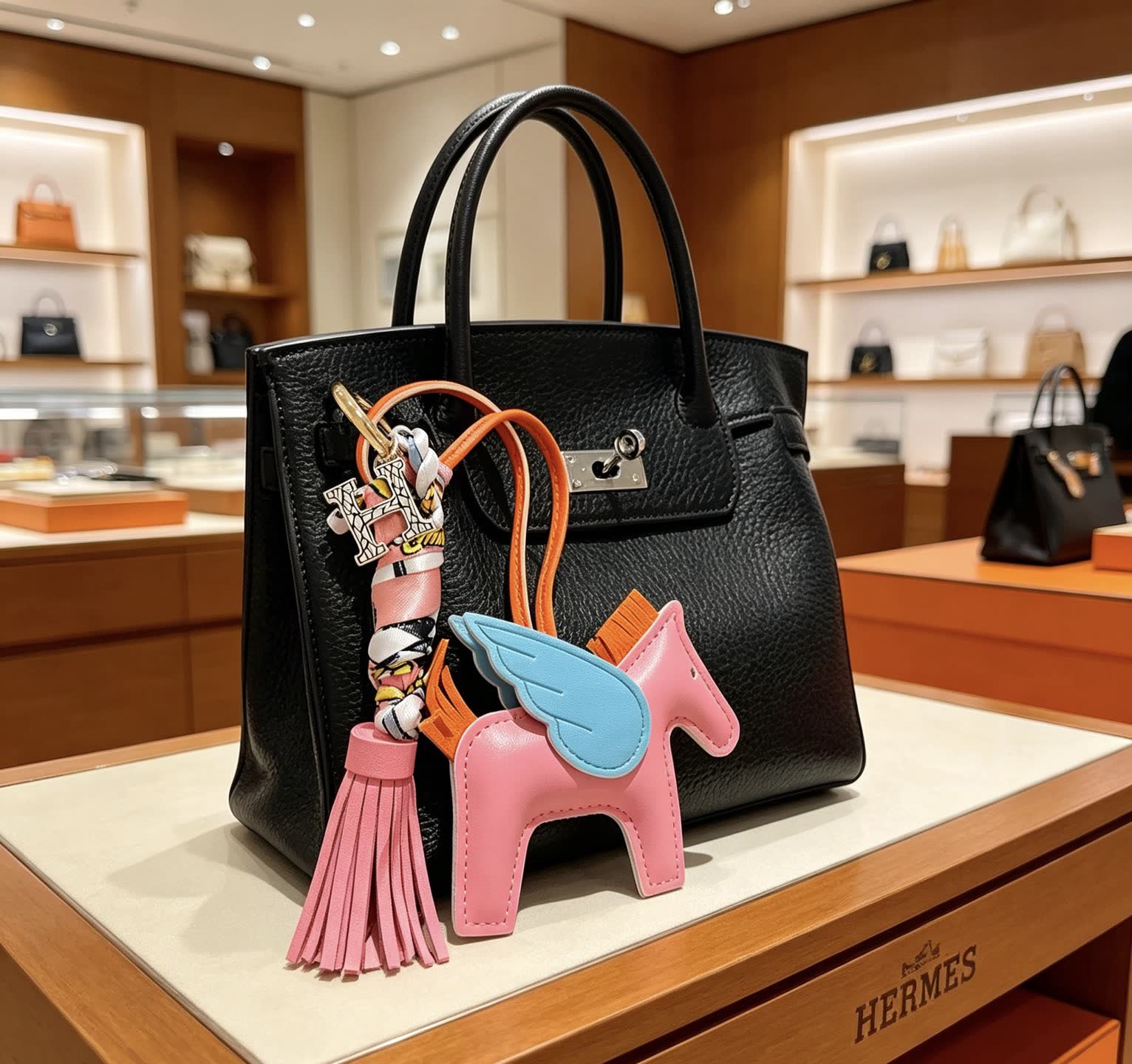 Hermes Hermès Keychain with Pink Winged Horse Hermes Hermès Keychain with Pink Winged Horse