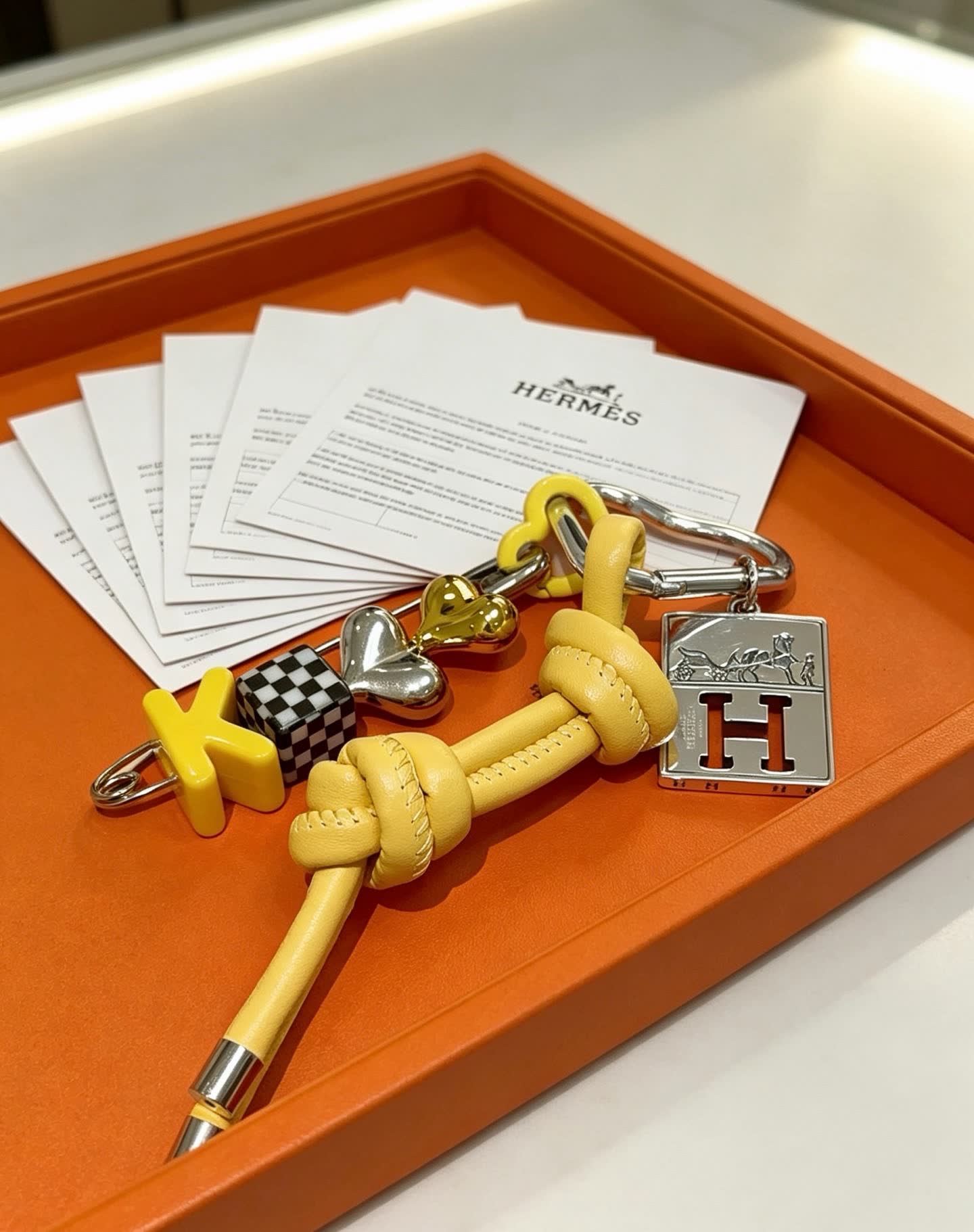 Hermes Hermès Keychain with Leather and Metal Charms
