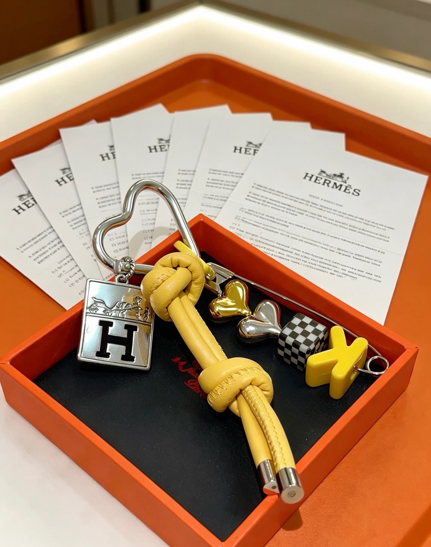 Hermes Hermès Keychain with Leather and Metal Charms