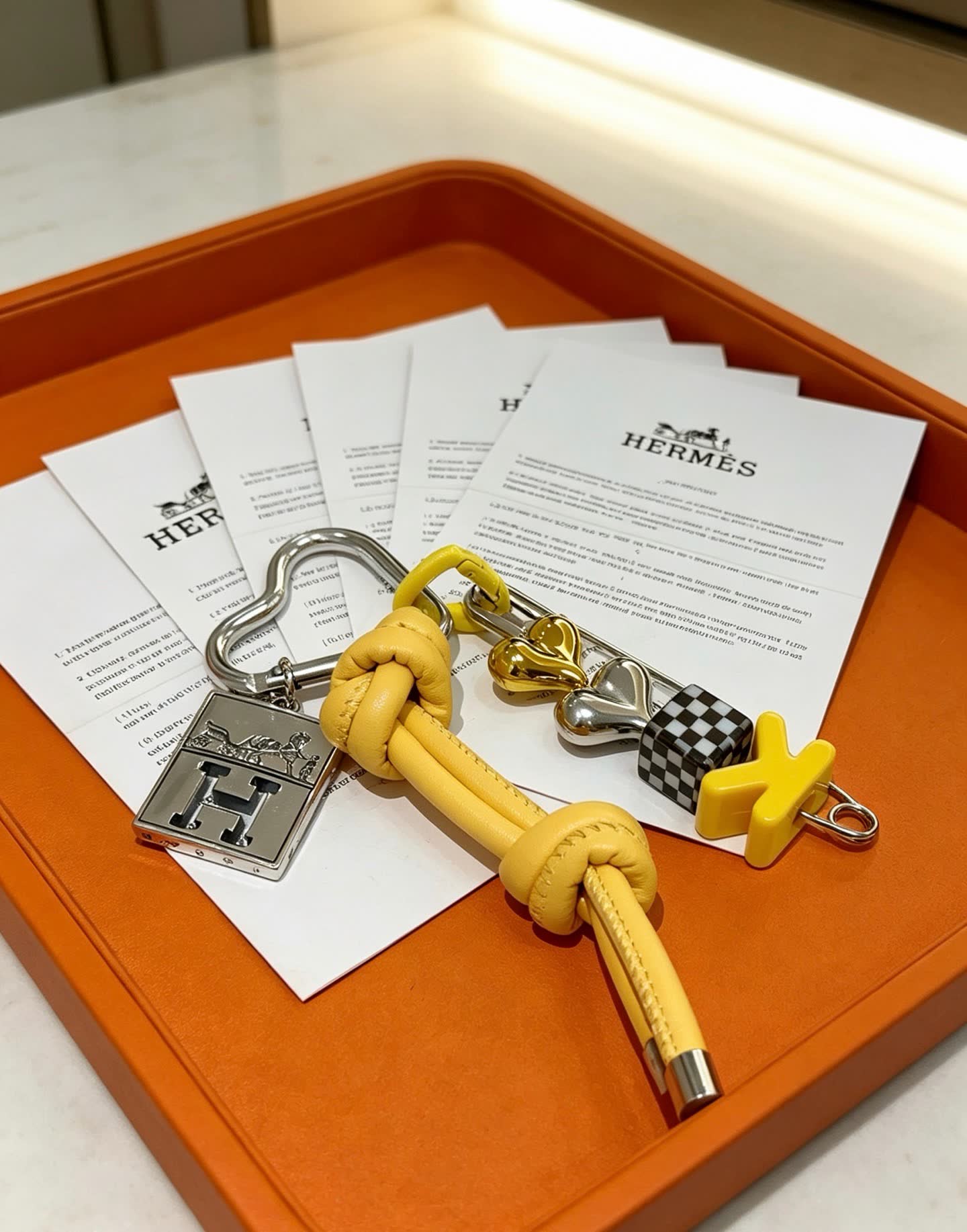 Hermes Hermès Keychain with Leather and Metal Charms