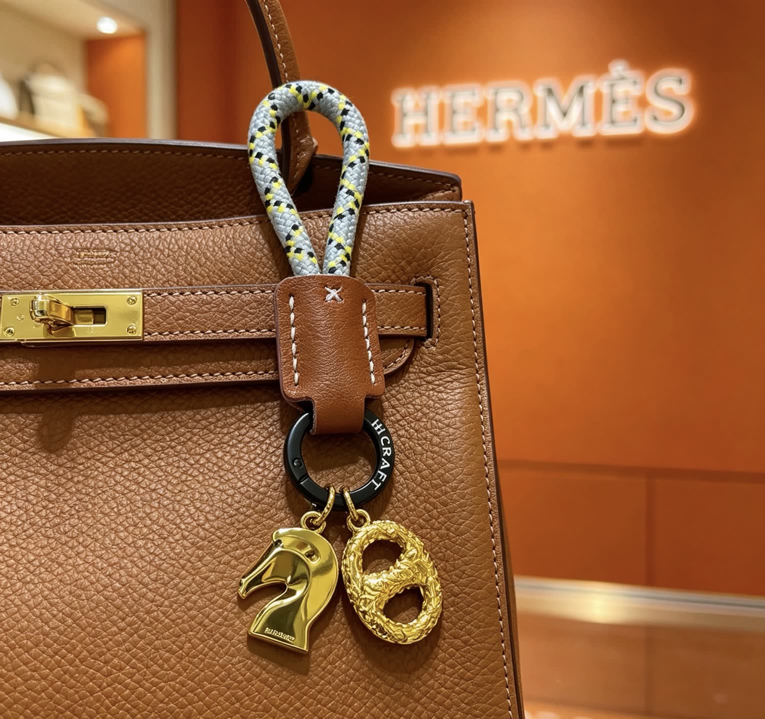 Hermes Hermès Kelly Bag Charm with Gold Horse and intertwined H Hermes Hermès Kelly Bag Charm with Gold Horse and intertwined H