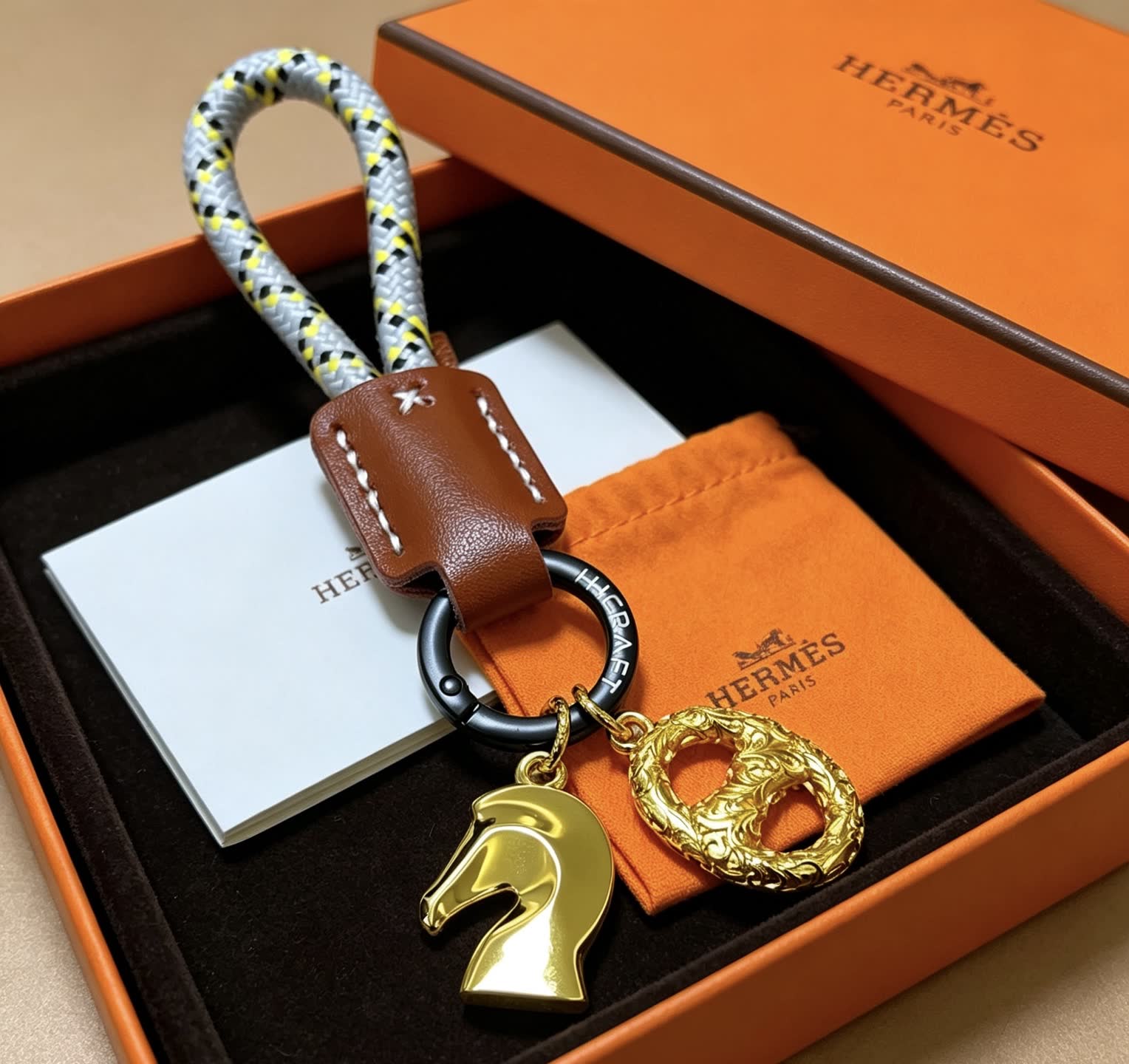 Hermes Hermès Kelly Bag Charm with Gold Horse and intertwined H