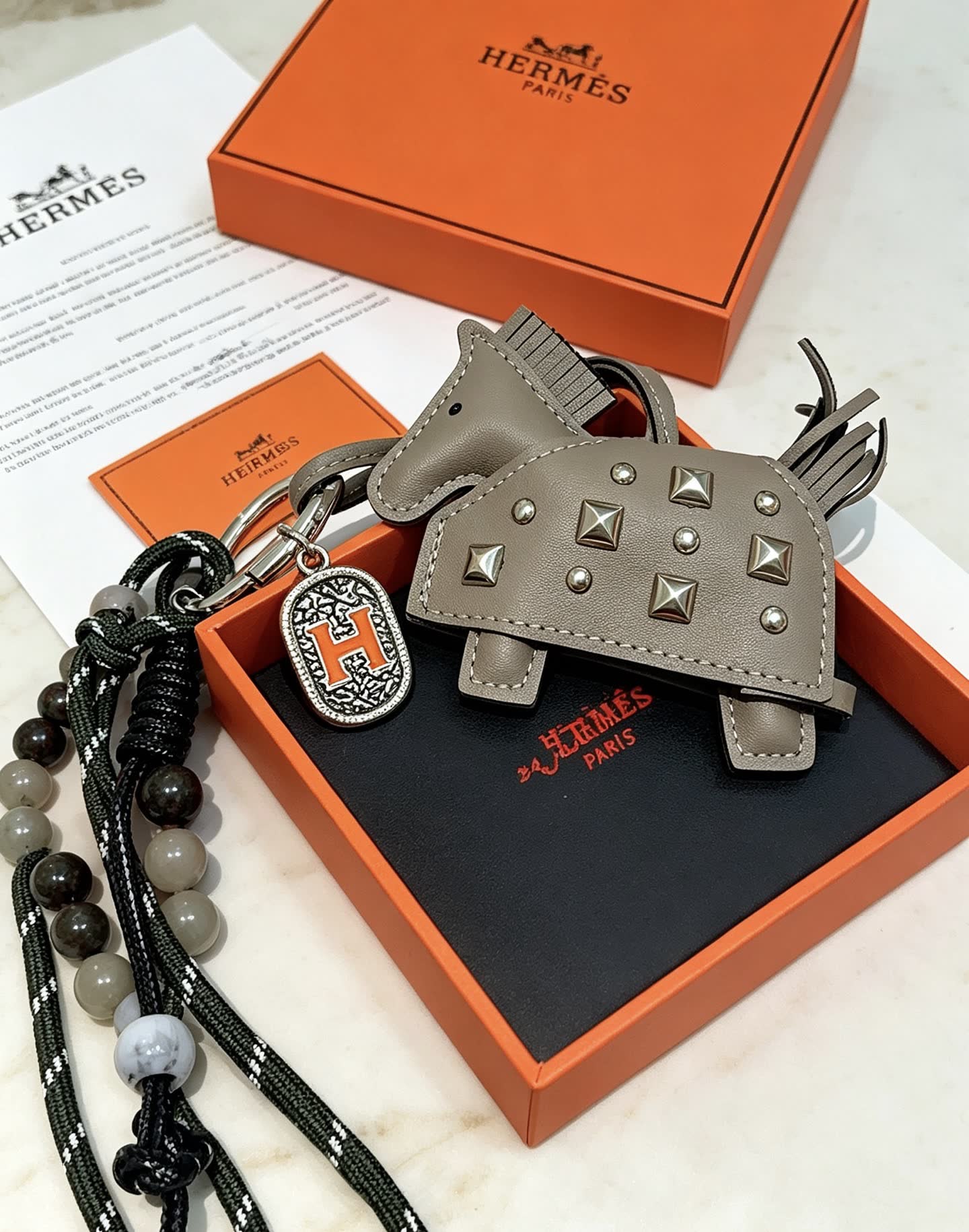 Hermes Hermès Paris Leather Bucket Bag with Keychain Charm