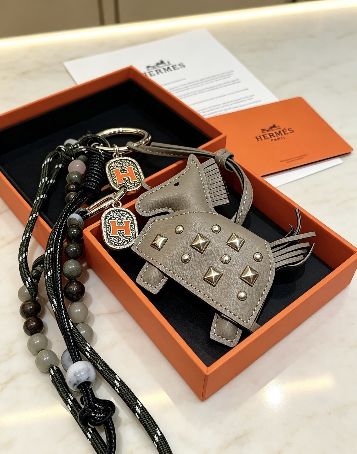Hermes Hermès Paris Leather Bucket Bag with Keychain Charm