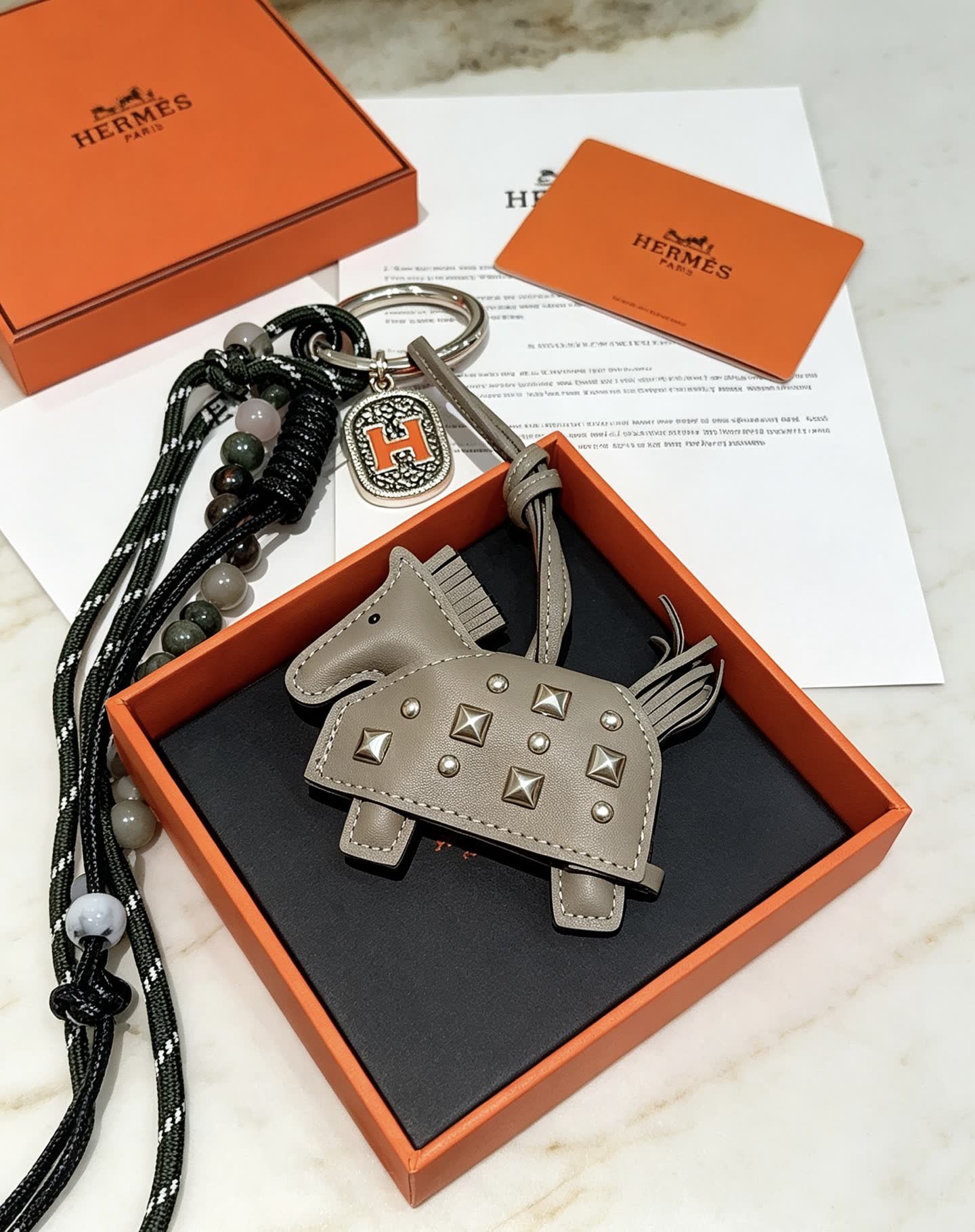 Hermes Hermès Paris Leather Bucket Bag with Keychain Charm