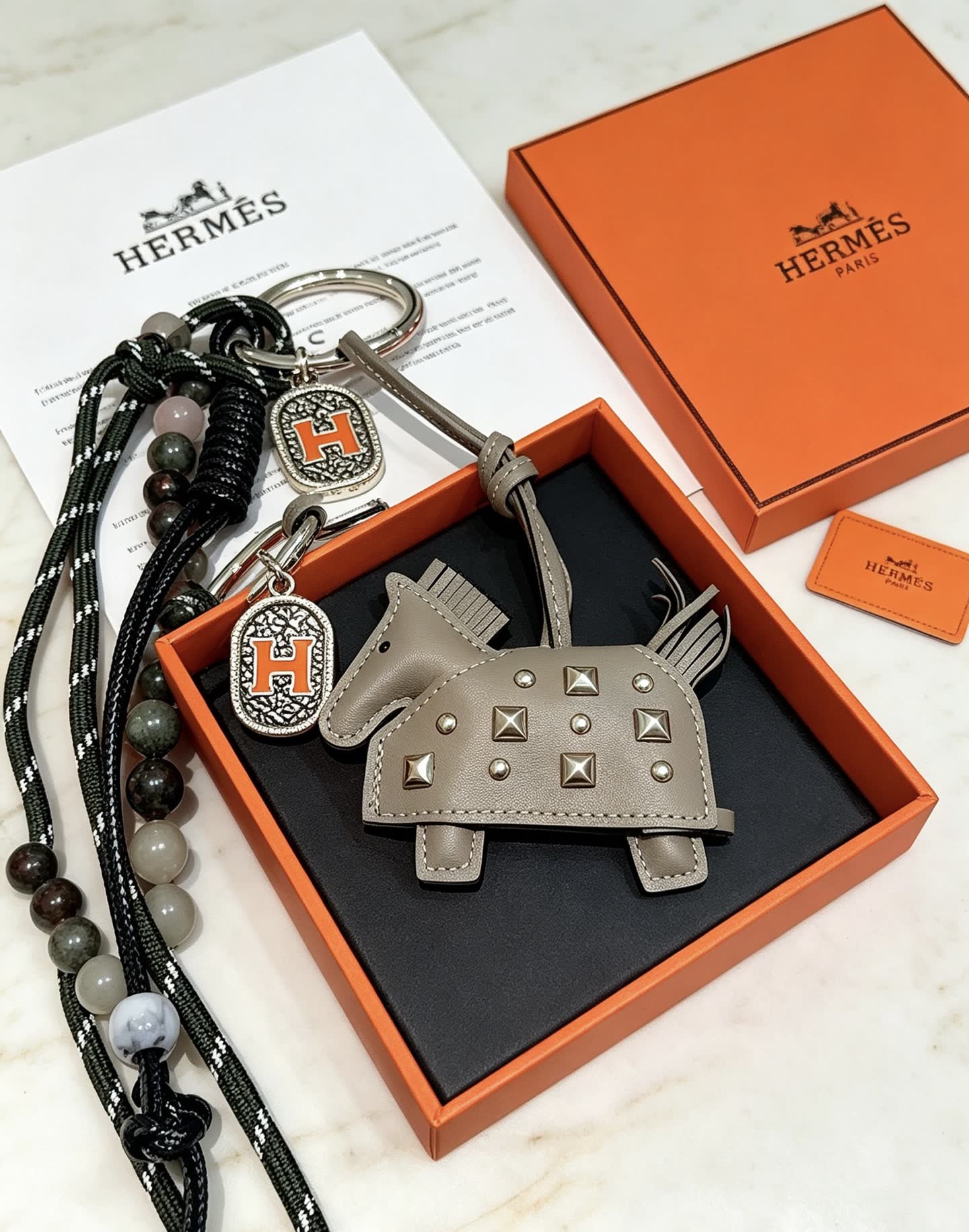 Hermes Hermès Paris Leather Bucket Bag with Keychain Charm