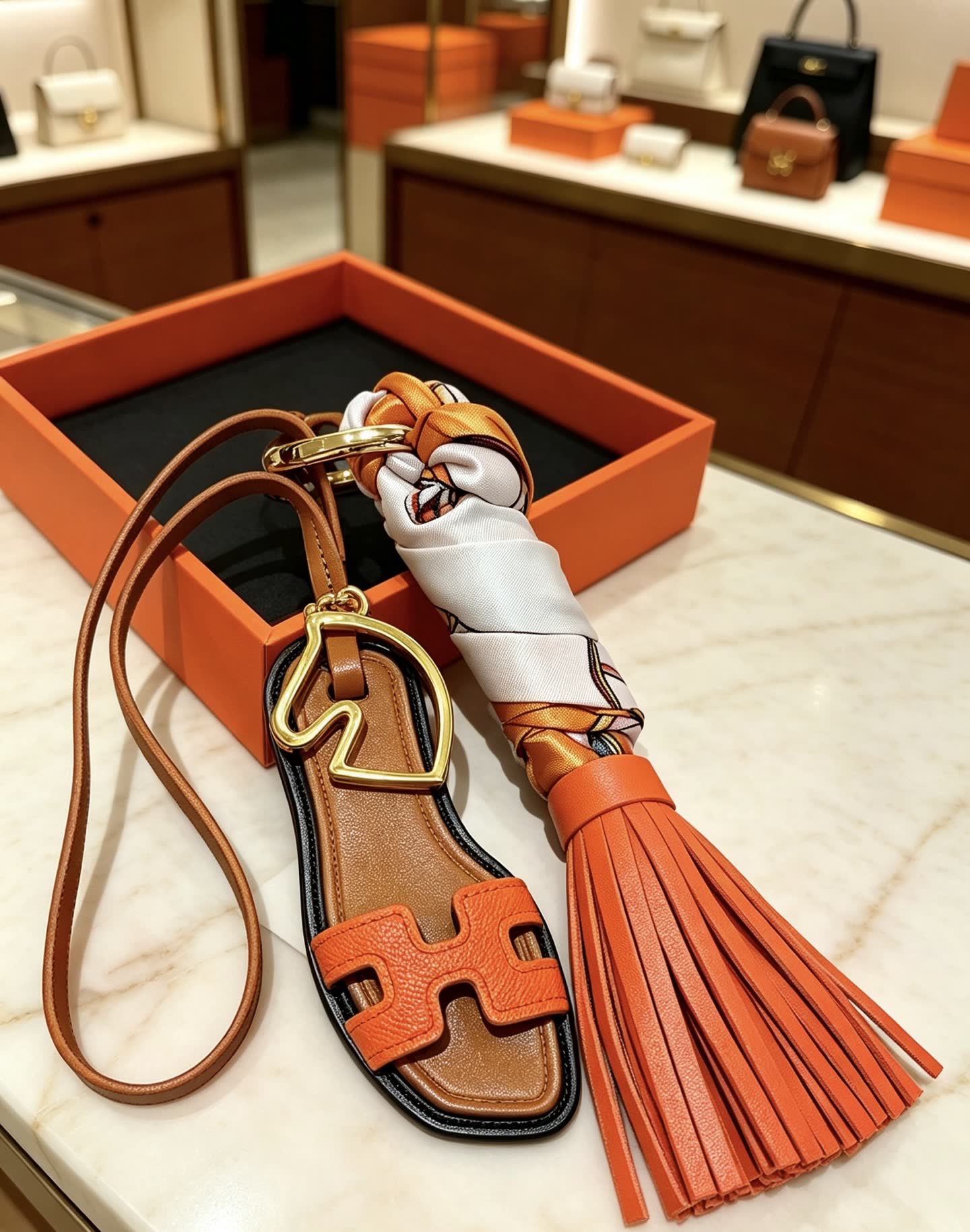 Hermes Leather Tassel Keychain