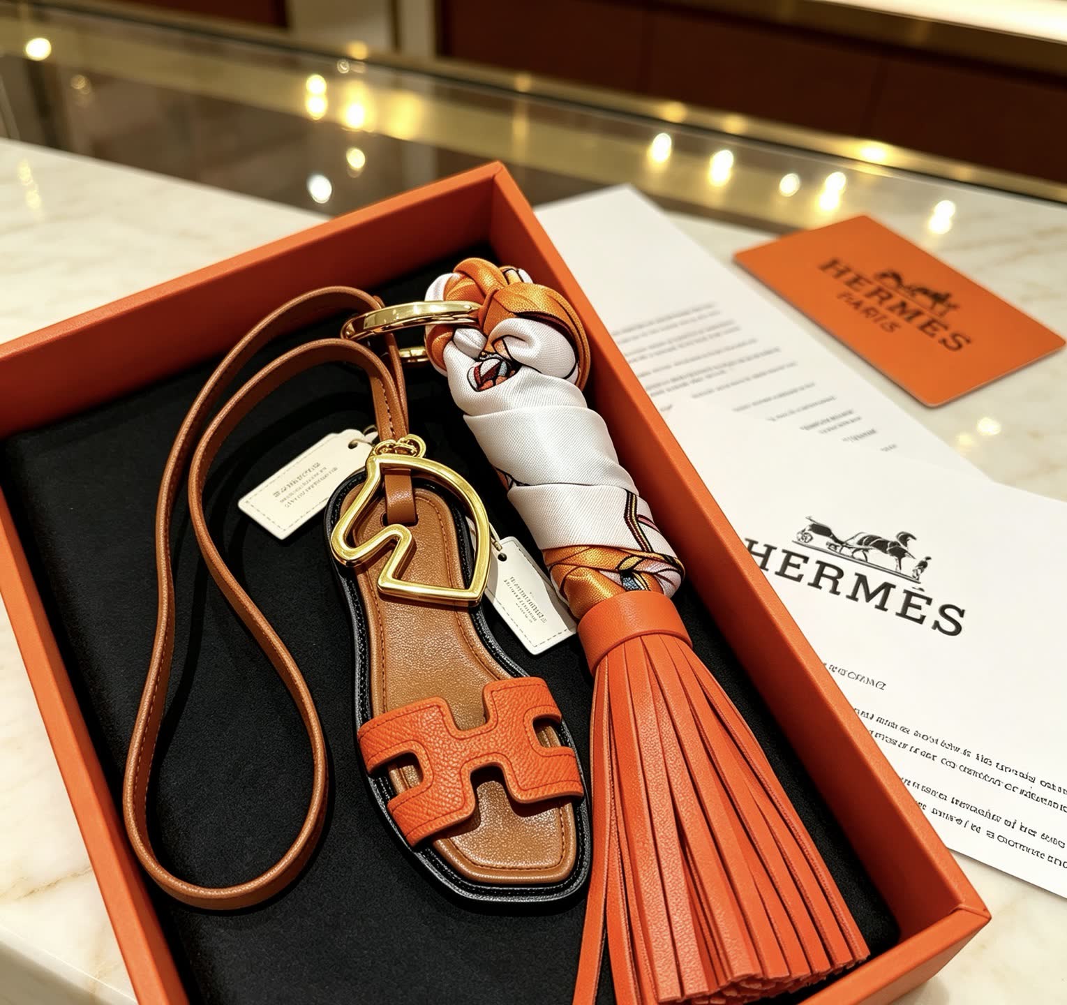 Hermes Leather Tassel Keychain