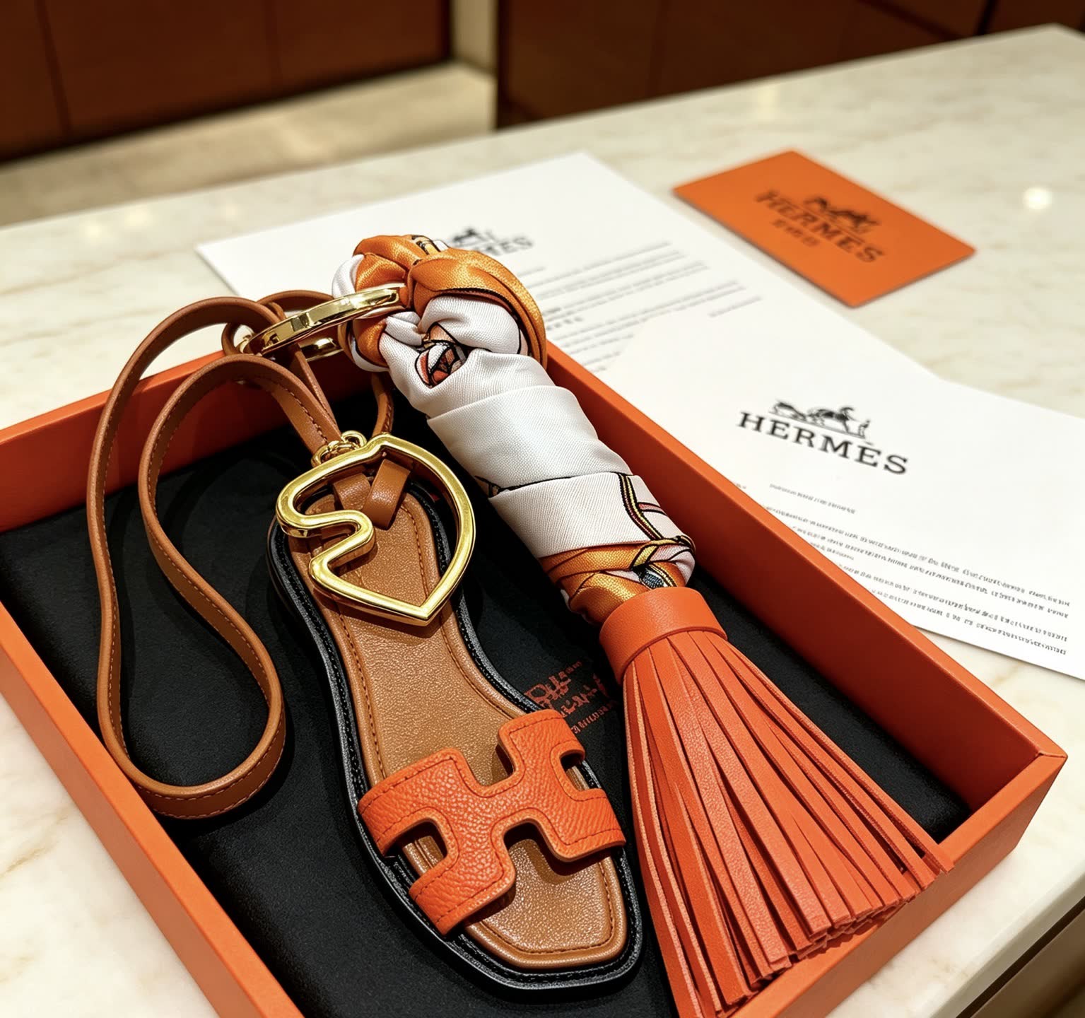 Hermes Leather Tassel Keychain