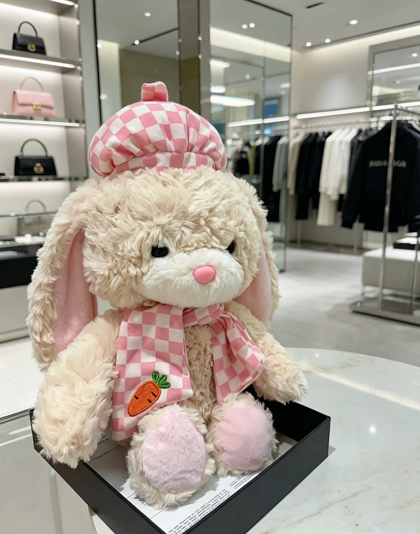 Balenciaga - Bunny Rabbit with Checkered Scarf and Hat