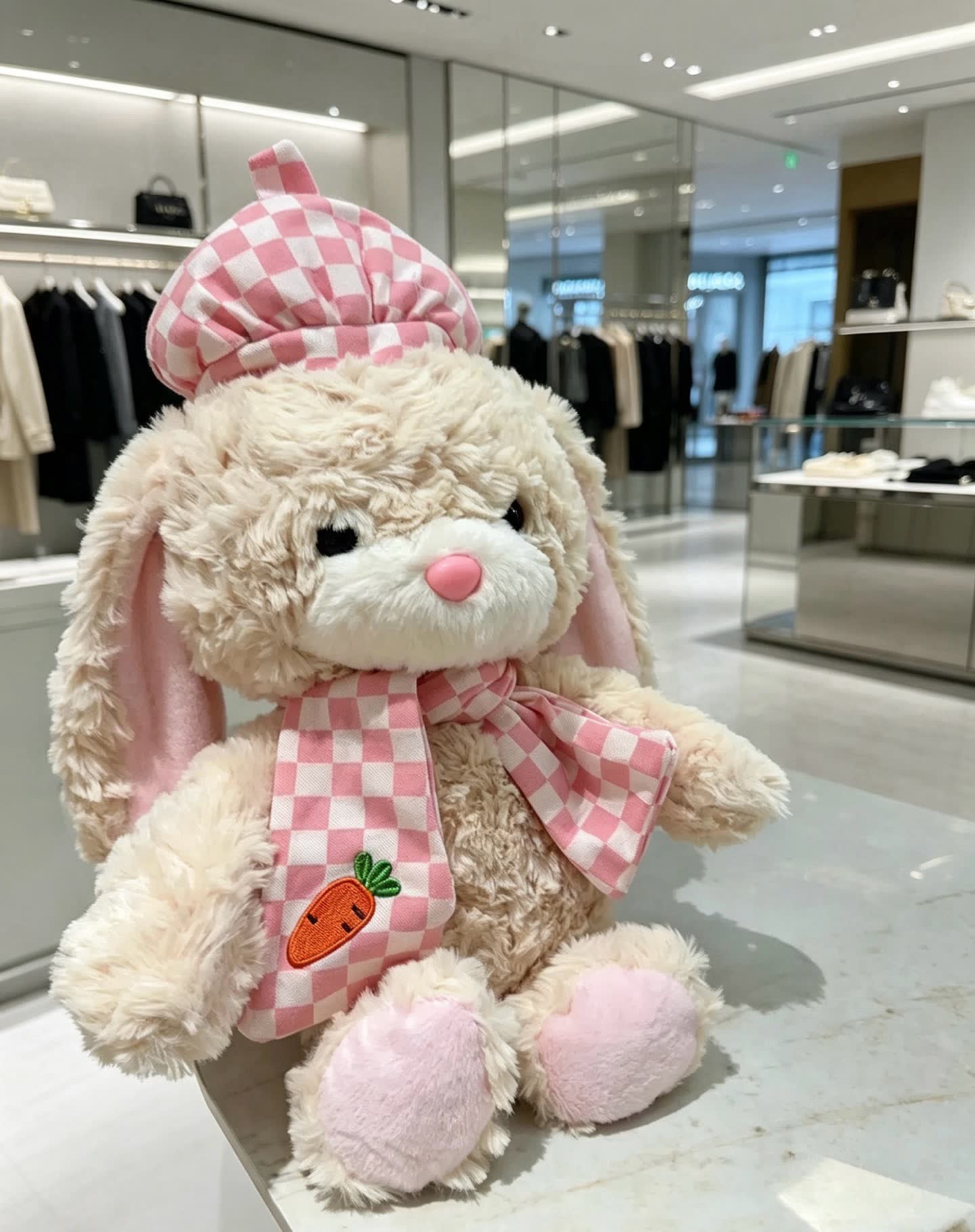 Balenciaga - Bunny Rabbit with Checkered Scarf and Hat