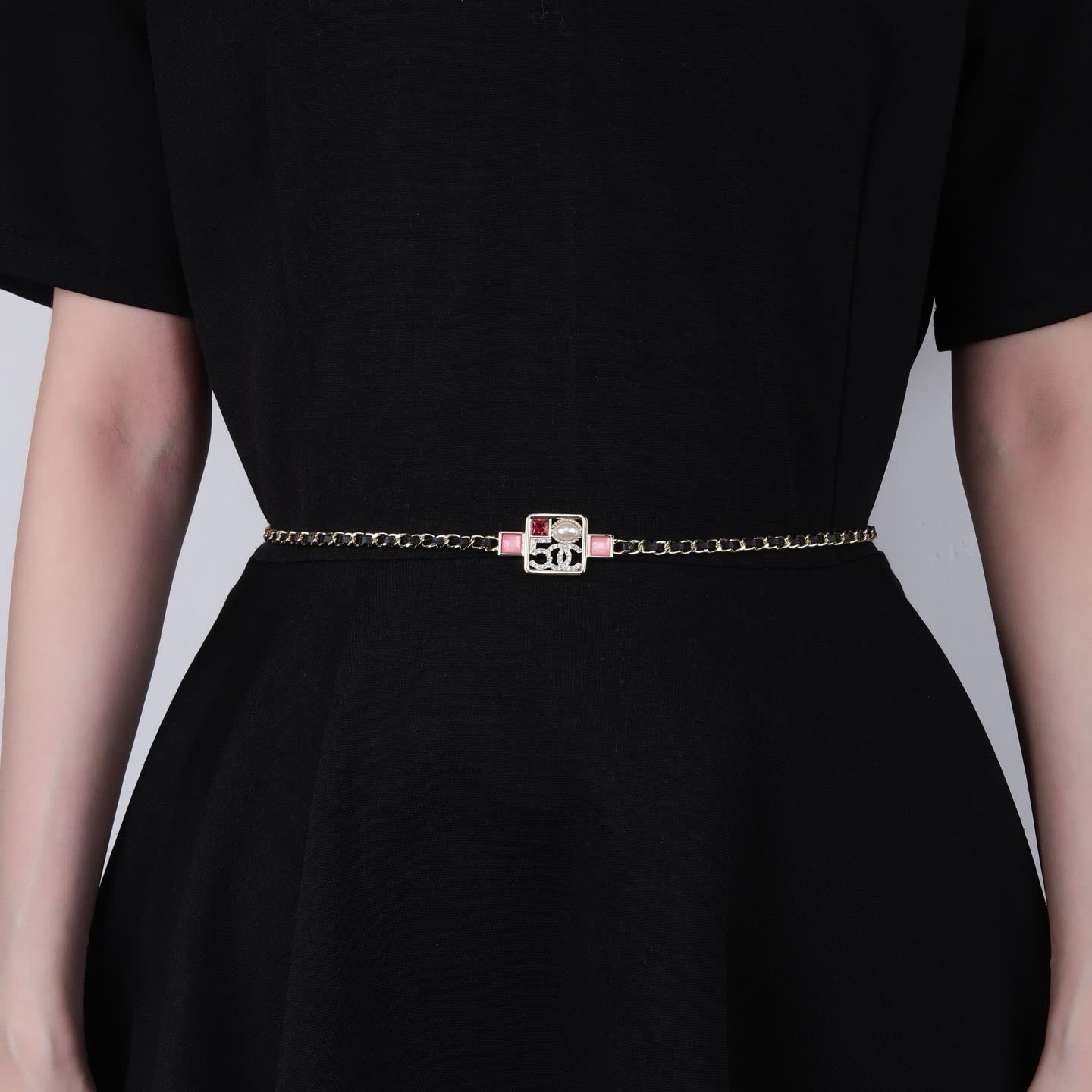 Chanel Chain Belt with CC Logo and Gemstones