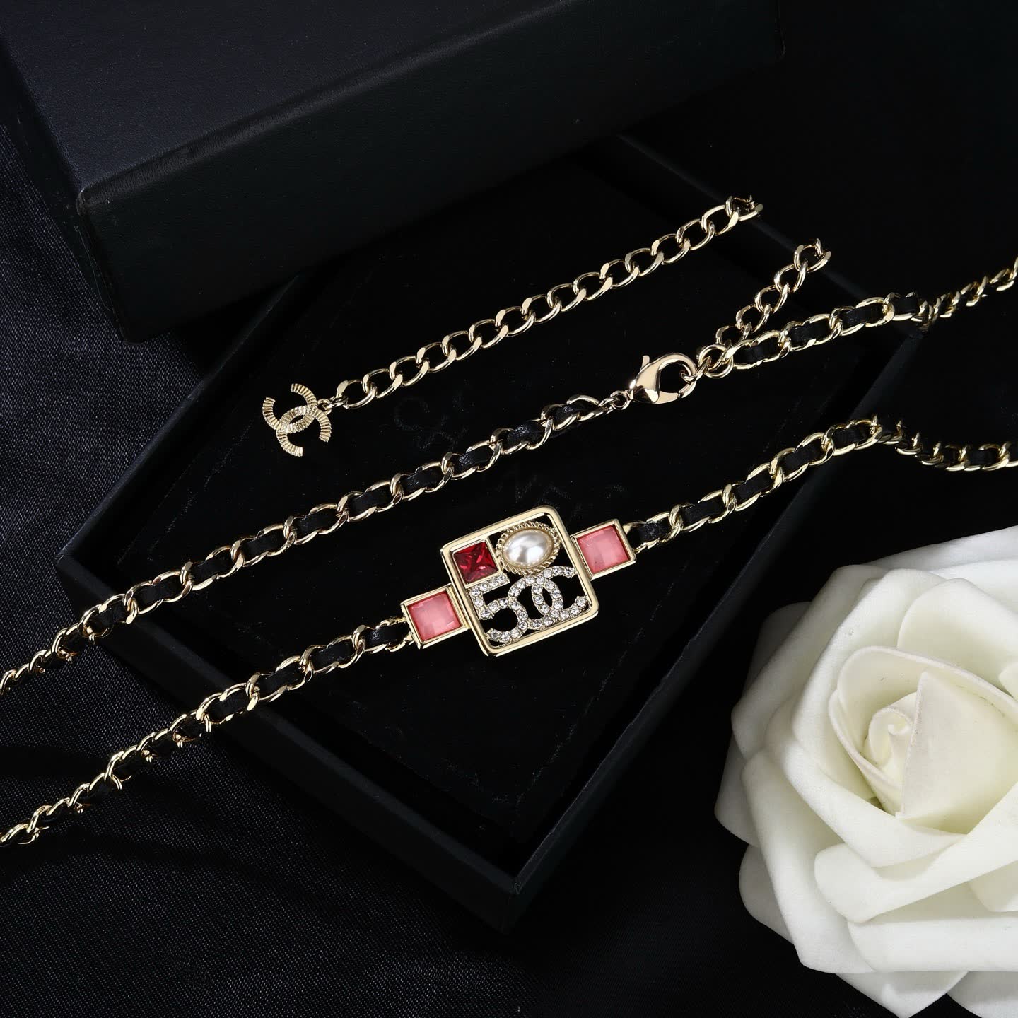 Chanel Chain Belt with CC Logo and Gemstones