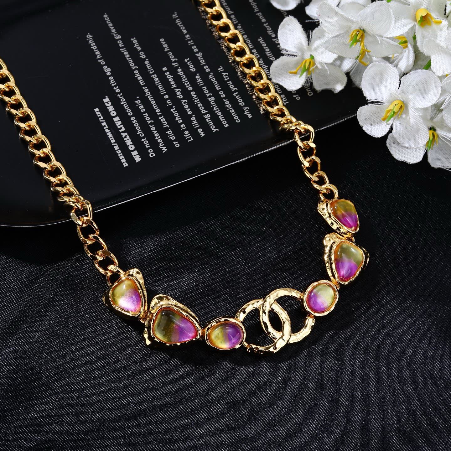 Chanel Gold Chain Belt with Pink Stones