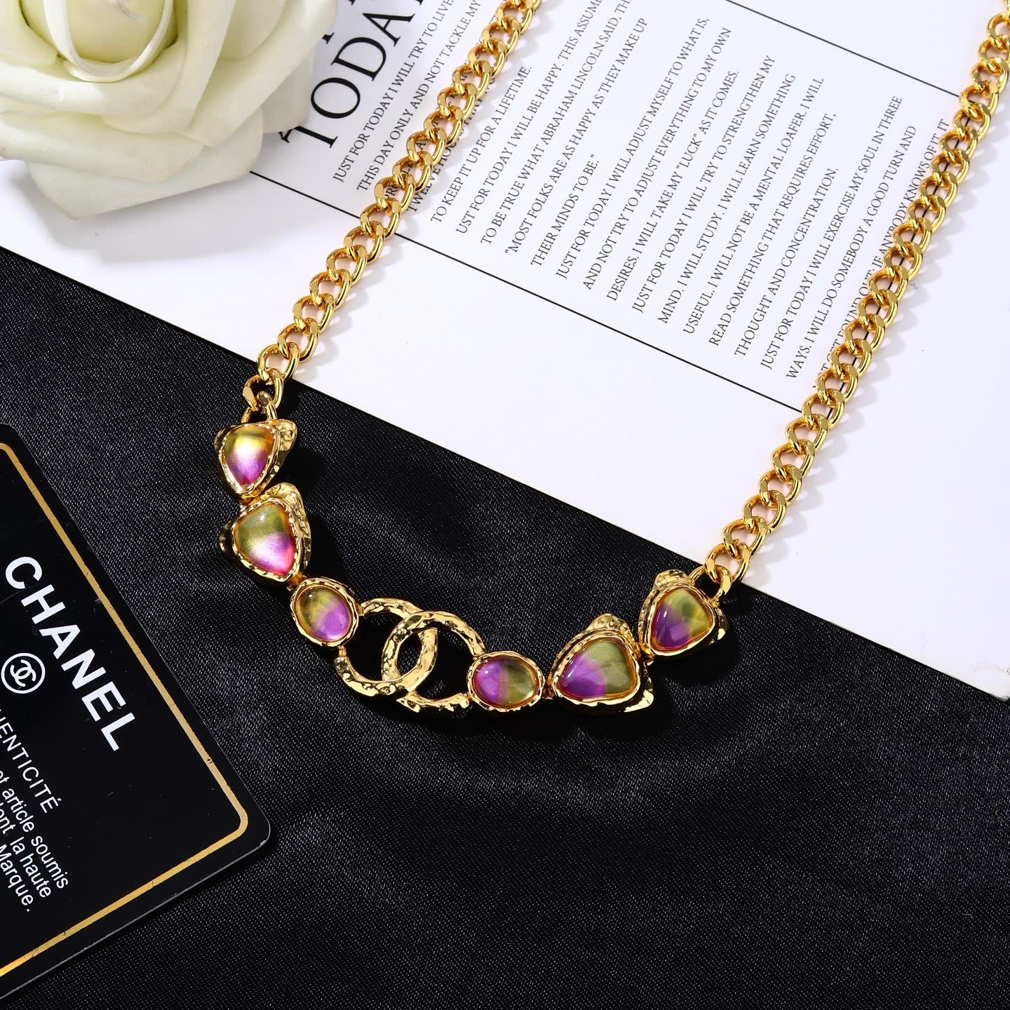 Chanel Gold Chain Belt with Pink Stones