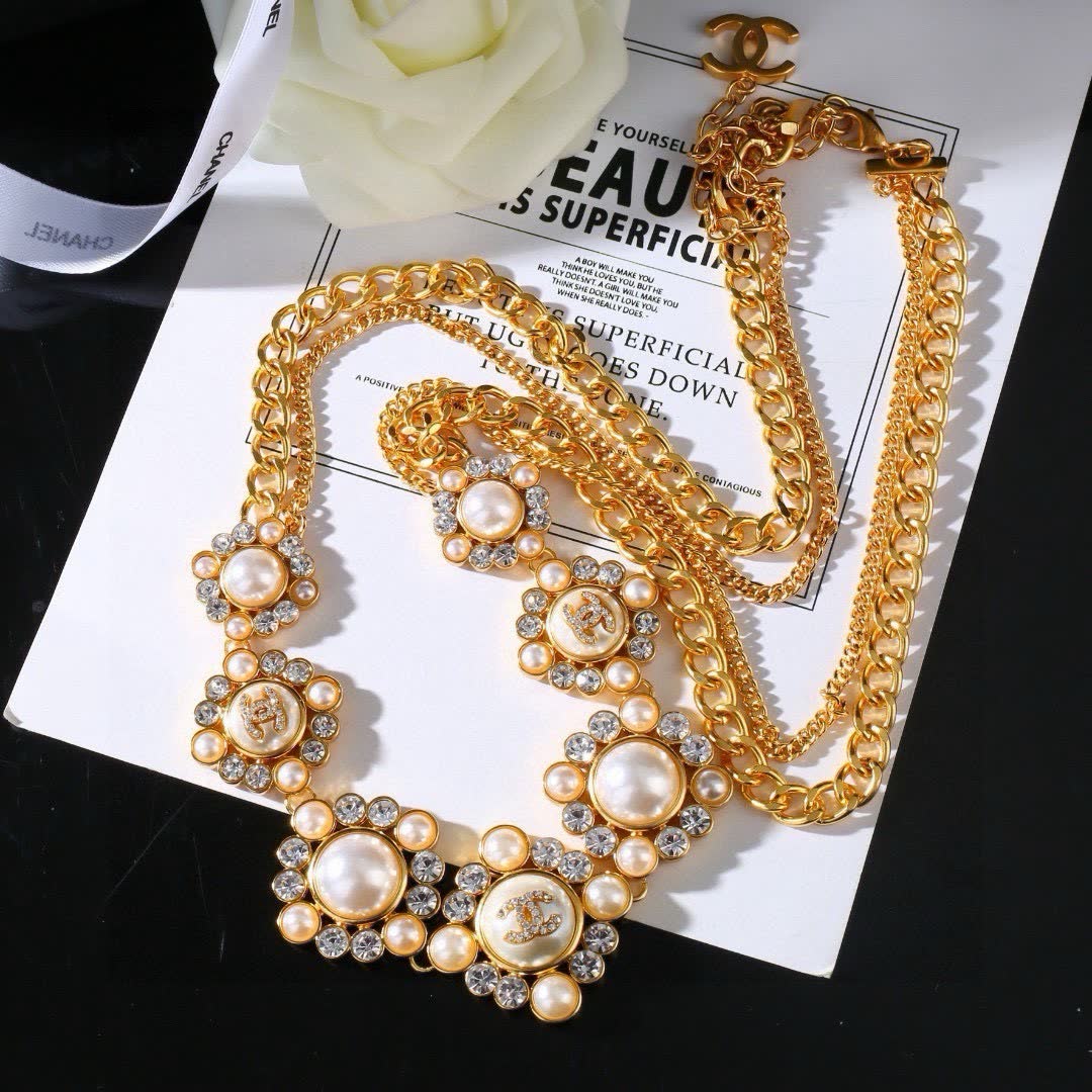 Chanel Gold Chain Belt with Pearl and Crystal Embellishments