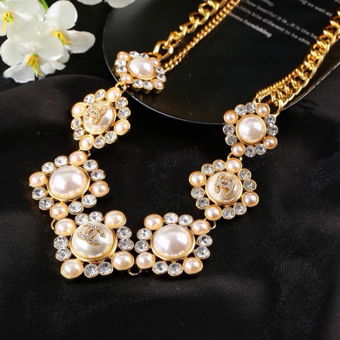 Chanel Gold Chain Belt with Pearl and Crystal Embellishments
