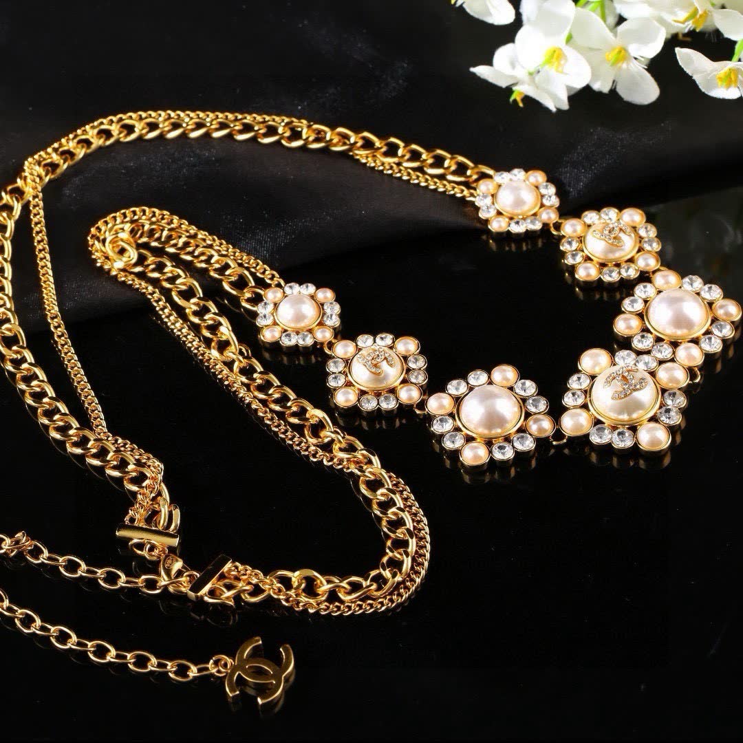 Chanel Gold Chain Belt with Pearl and Crystal Embellishments
