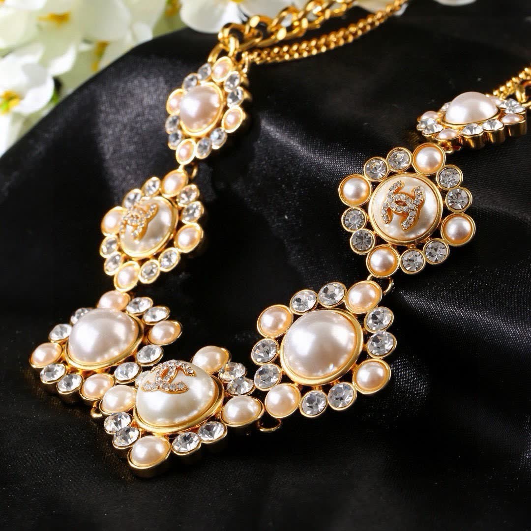 Chanel Gold Chain Belt with Pearl and Crystal Embellishments