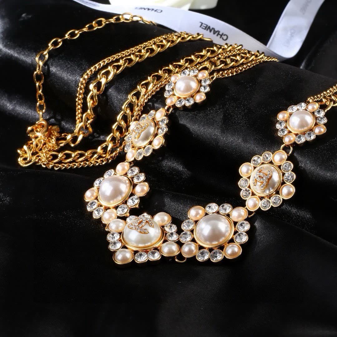 Chanel Gold Chain Belt with Pearl and Crystal Embellishments