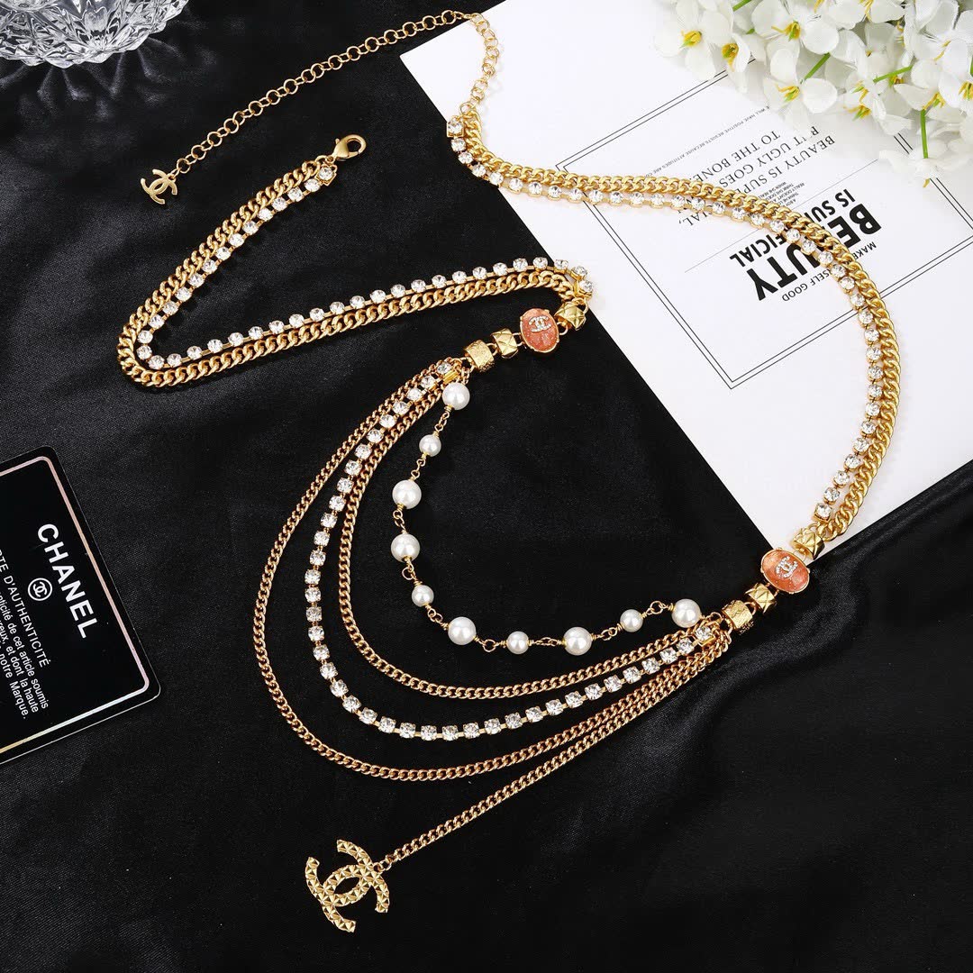 Chanel Gold Chain Belt with Pearls and CC Logo