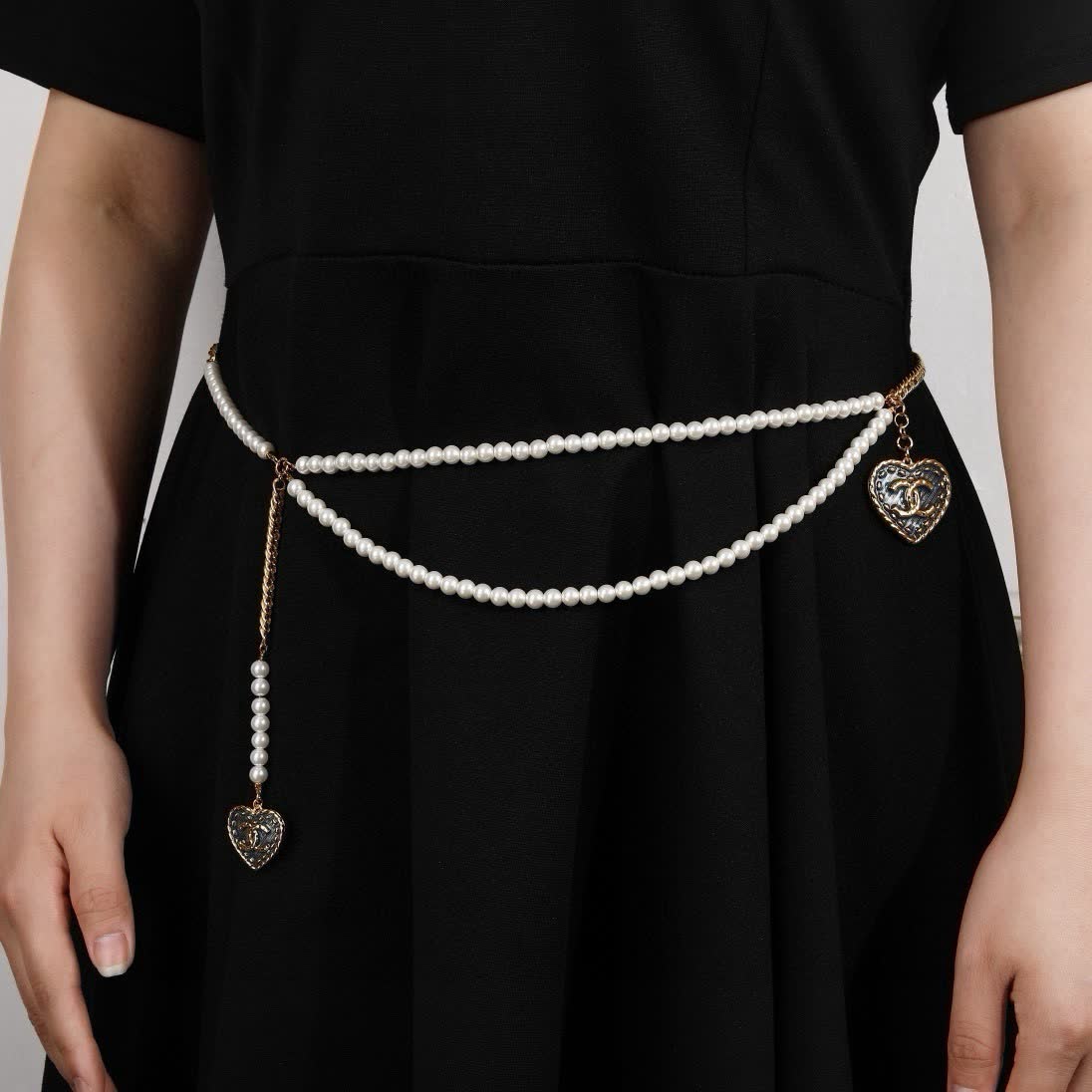 Chanel Pearl Belt with Heart Charms