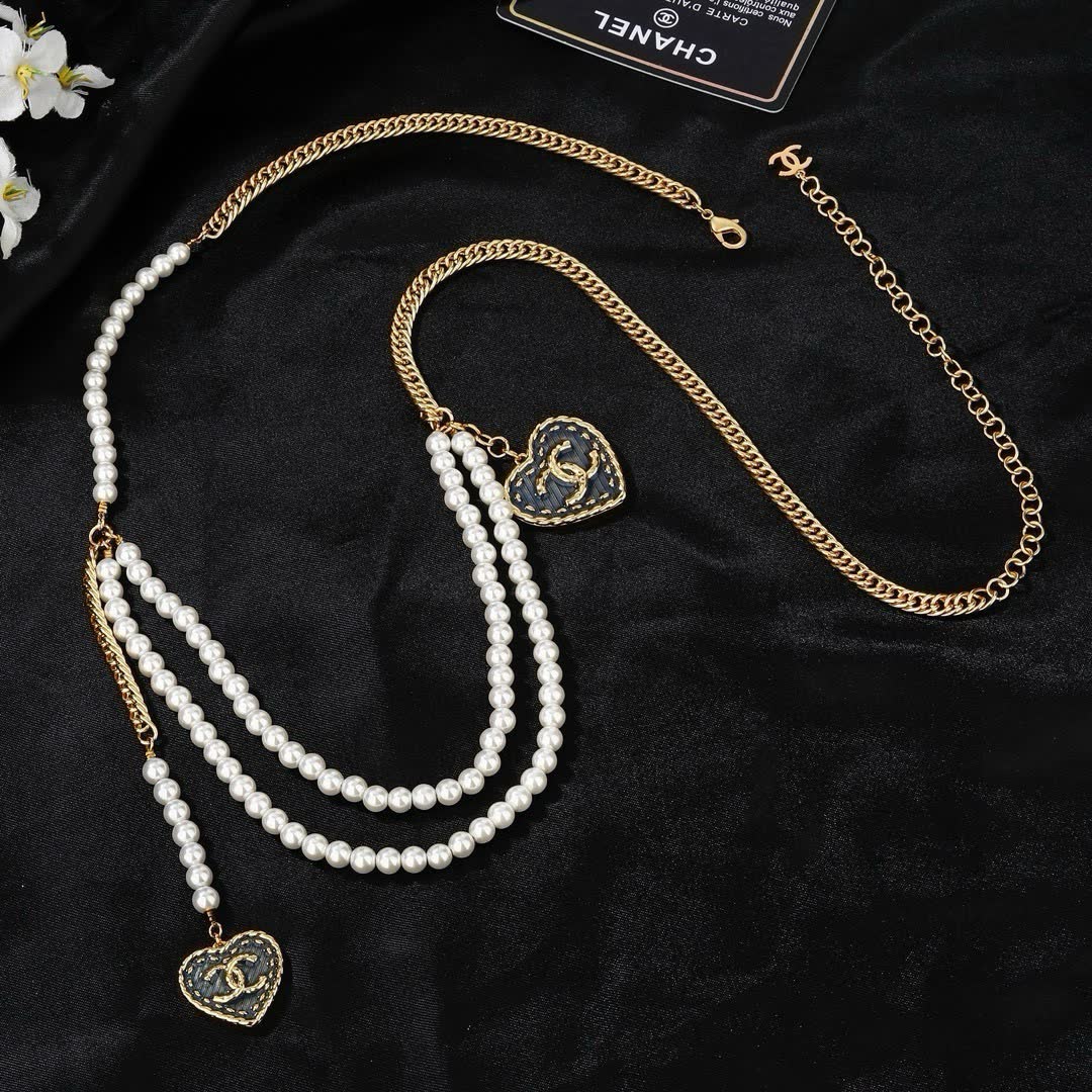 Chanel Pearl Belt with Heart Charms