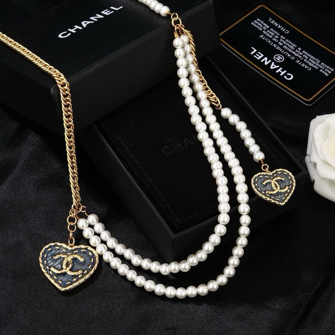 Chanel Pearl Belt with Heart Charms