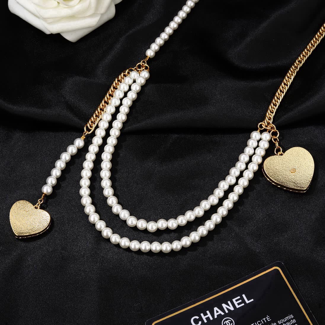 Chanel Pearl Belt with Heart Charms