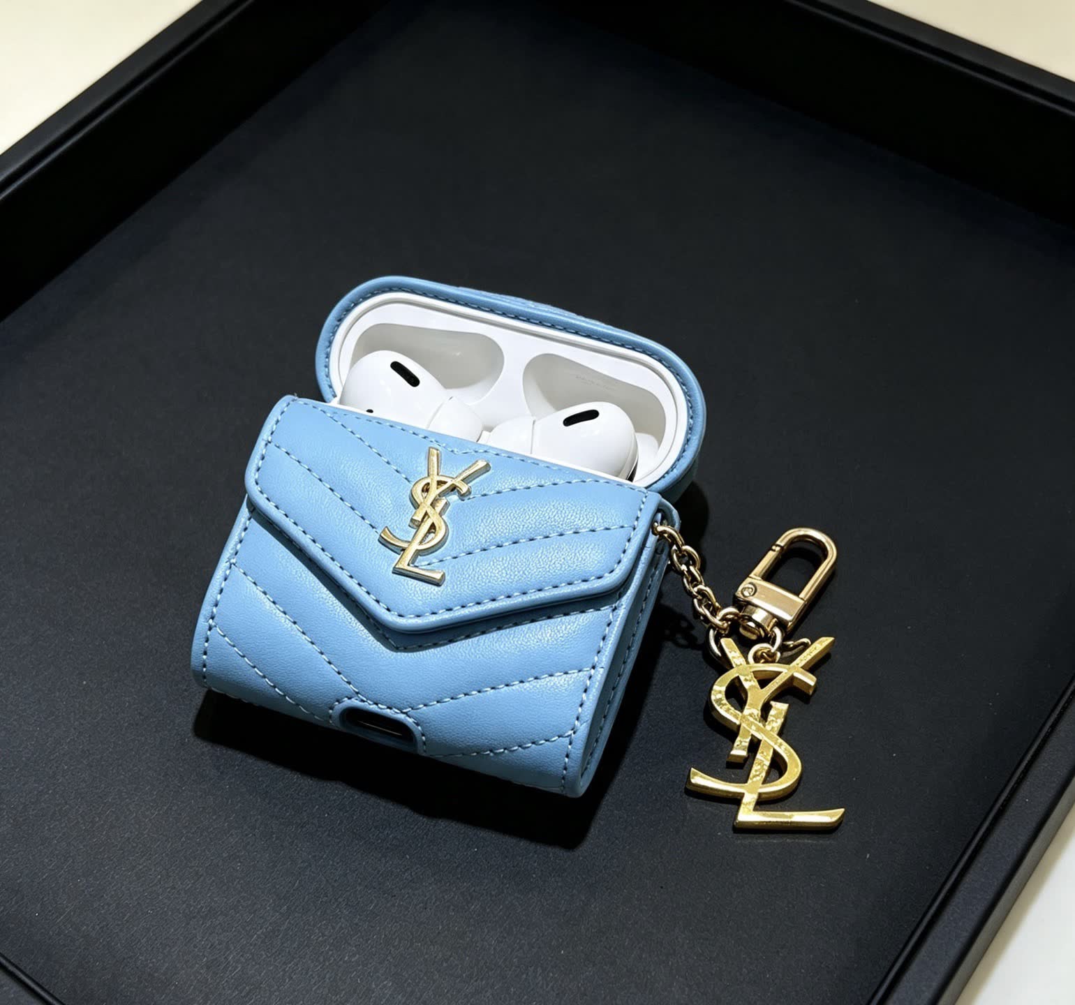 Hermes AirPods Case with Gold Logo