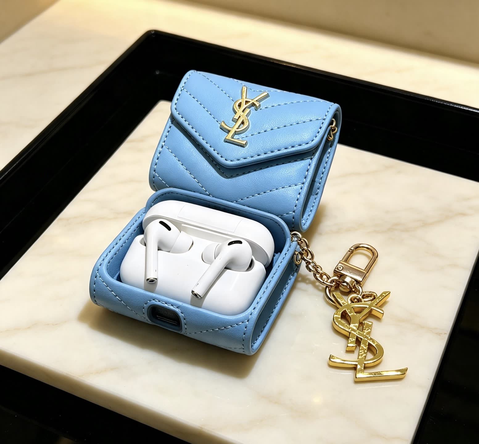 Hermes AirPods Case with Gold Logo